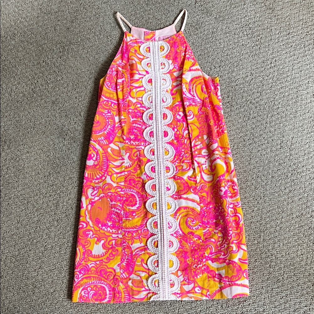 Lilly Pulitzer Dress Pink & Orange, Size 0. Gold starfish zipper